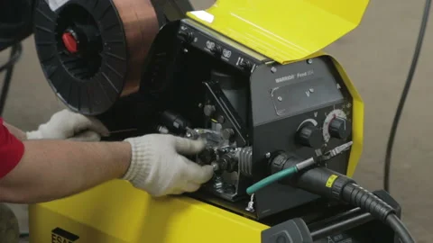 Adjustment and installation of the welding machine Stock Footage 88056622