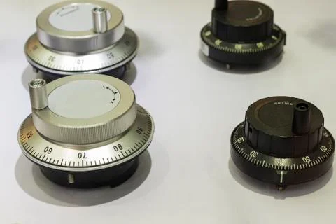 Adjustment degree button for CNC machine Stock Photos