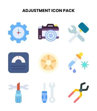 Adjustment Flat Bundle Icons Pack Stock Illustration