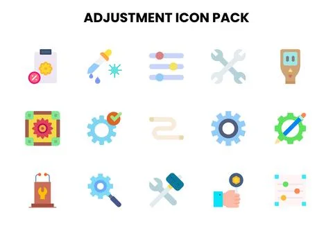 Adjustment Flat Bundle Icons Pack Stock Illustration