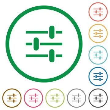 Adjustment flat icons with outlines 스톡 일러스트