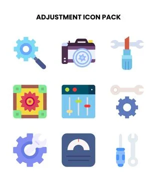 Adjustment Flat Scalable Icons Pack Stock Illustration
