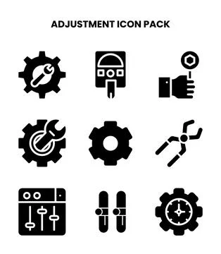 Adjustment Glyph Bundle Icons Pack Stock Illustration