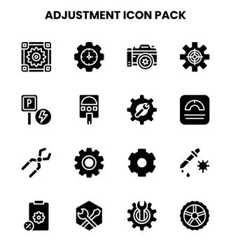 Adjustment Glyph Design Icons Pack Illustrazione stock