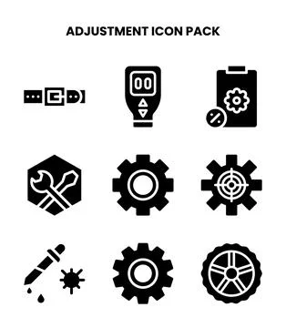 Adjustment Glyph Set Icons Pack Stock Illustration