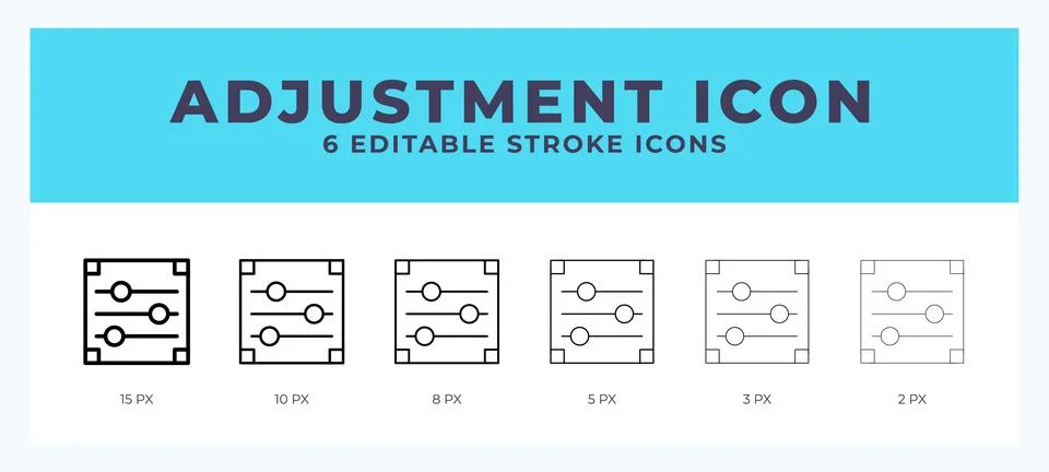 Adjustment icon set with different stroke. Design elements for logo. Vector.. Stock Illustration