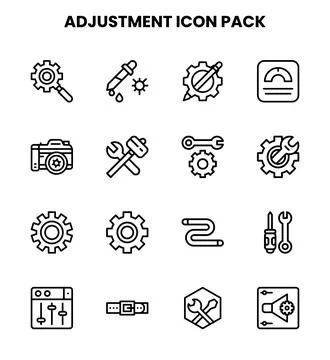Adjustment Line UI Icons Pack Stock Illustration
