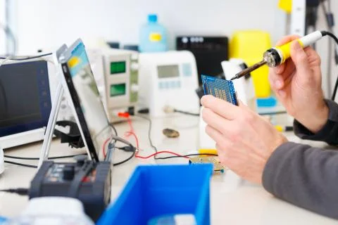Adjustment the microprocessor in a workshop 写真素材