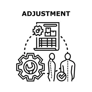 Adjustment process for business problem solving and spine posture Stock Illustration