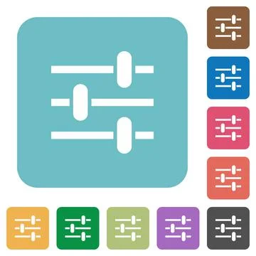 Adjustment rounded square flat icons Stock Illustration