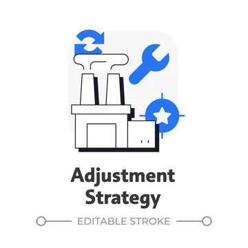 Adjustment strategy flat outline concept icon Stock Illustration