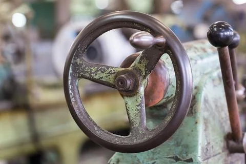 Adjustment wheel of lathe machine Stock Photos