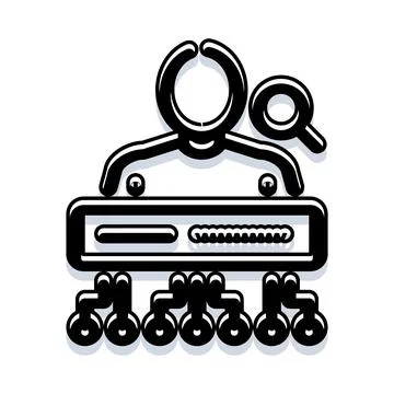 Admin account searching for user network data Illustrazione stock