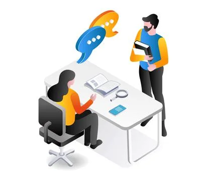 Admin and teacher conversation Stock Illustration