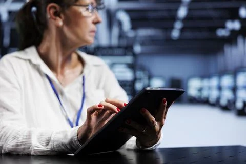 Admin assessing server security blips Stock Photos