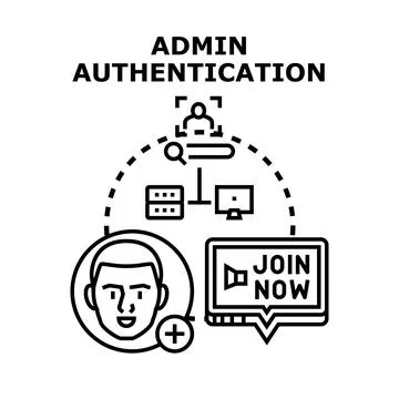 Admin authentication concept logging in secure access Stock Illustration
