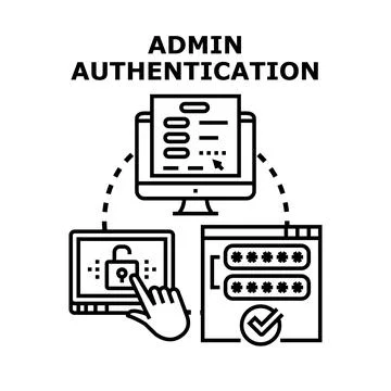 Admin authentication concept for secure access 库存插图