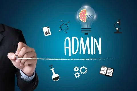 ADMIN Business team hands at work with financial reports Stock-Fotos