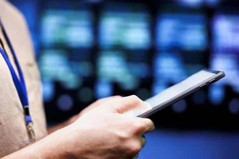 Admin checks server hub security Foto stock