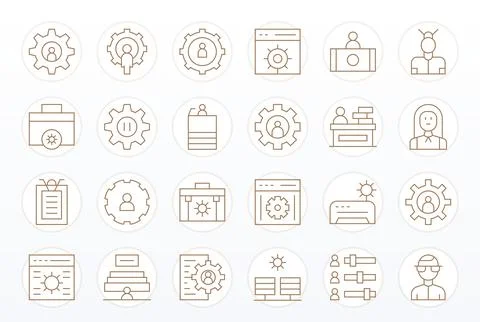 Admin Comprehensive Vector Bundle with 24 Pixel Optimized Thin Line 64x64 Ico Stockillustratie
