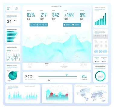 Admin dashboard design for website. Business, analytics and big data infographic イラスト素材