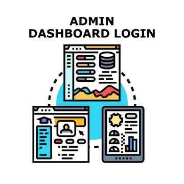 Admin dashboard login accessing user management data Stockillustratie