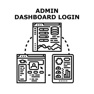 Admin dashboard login accessing user management data Stock Illustration
