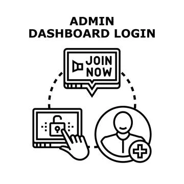 Admin dashboard login concept with user access 스톡 일러스트