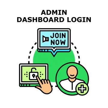 Admin dashboard login concept with user access Illustrazione stock