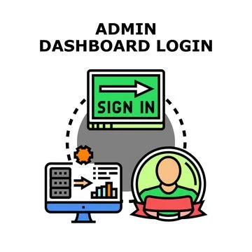 Admin dashboard login process accessing data online Stock Illustration