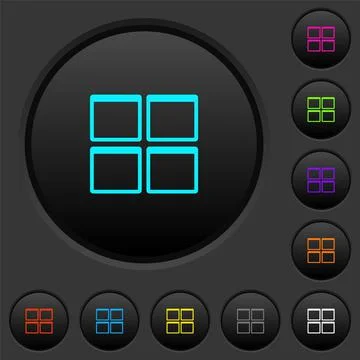 Admin dashboard panels dark push buttons with color icons Stock Illustration