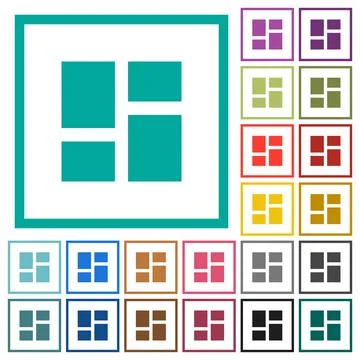 Admin dashboard panels flat color icons with quadrant frames 스톡 일러스트