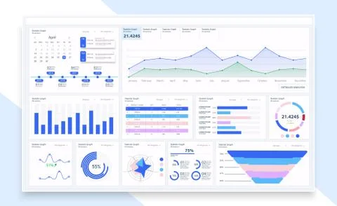 Admin dashboard UI, UX, GUI great design for any site purposes. Business info Stock Illustration