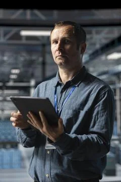 Admin on data center industrial platform minimizing downtime Stock Photos