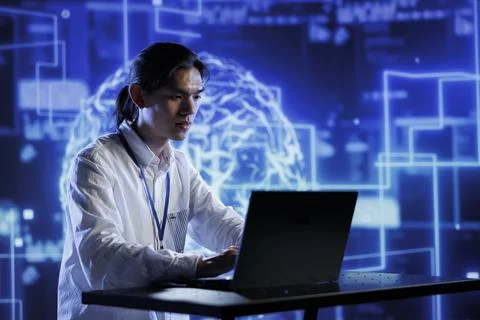 Admin doing AI simulation Stock Photos