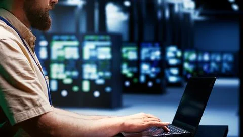 Admin doing server mainframes audit Stock Photos