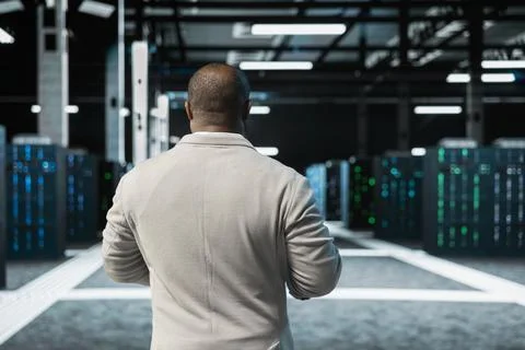 Admin doing yearly checkup to prolong data center electronics life span Stock Photos