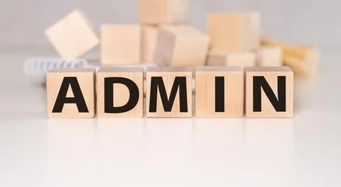 Admin inscription on wooden cubes on the table. Business concept Stock Photos