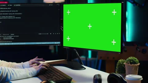 Admin installing fortified code on chroma key PC to prevent cyber attacks 스톡 동영상 283594872