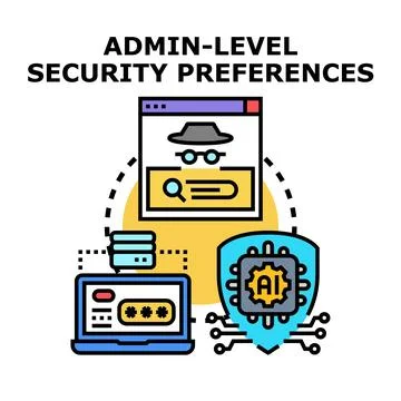 Admin level security preferences for online protection Stock Illustration