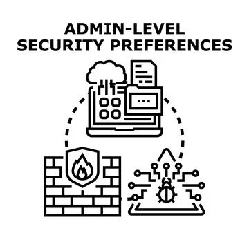 Admin level security preferences protecting digital data Illustrazione stock