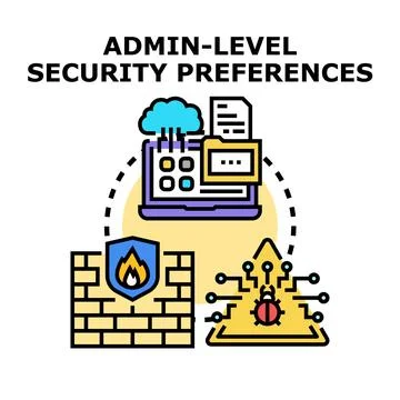 Admin level security preferences protecting digital data Illustrazione stock