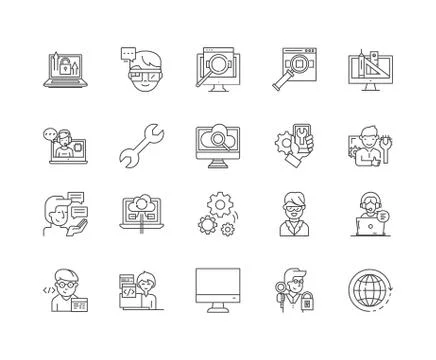 Admin line icons, signs, vector set, outline illustration concept Illustrazione stock