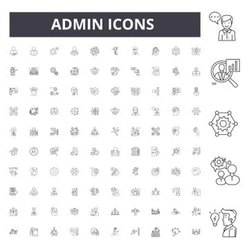 Admin line icons, signs, vector set, outline illustration concept Illustrazione stock