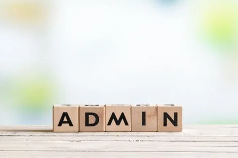 Admin login sign on a table Foto stock