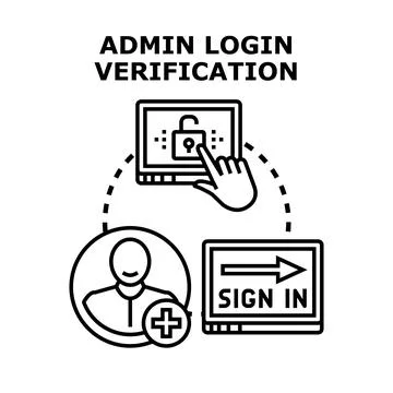 Admin login verification process accessing secure system Stock Illustration