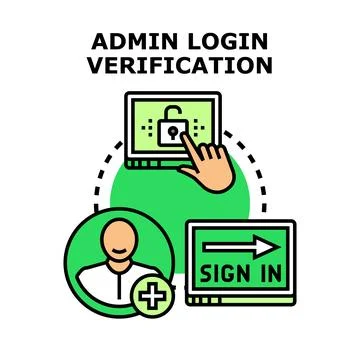 Admin login verification process accessing secure system Stock Illustration