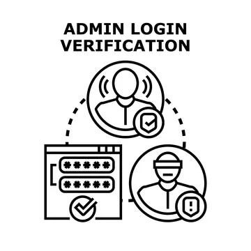 Admin login verification process protecting user data online Illustrazione stock