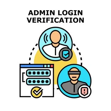 Admin login verification process protecting user data online Stock Illustration