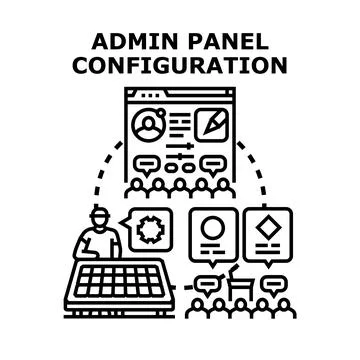 Admin panel configuration user interface settings changing process 스톡 일러스트